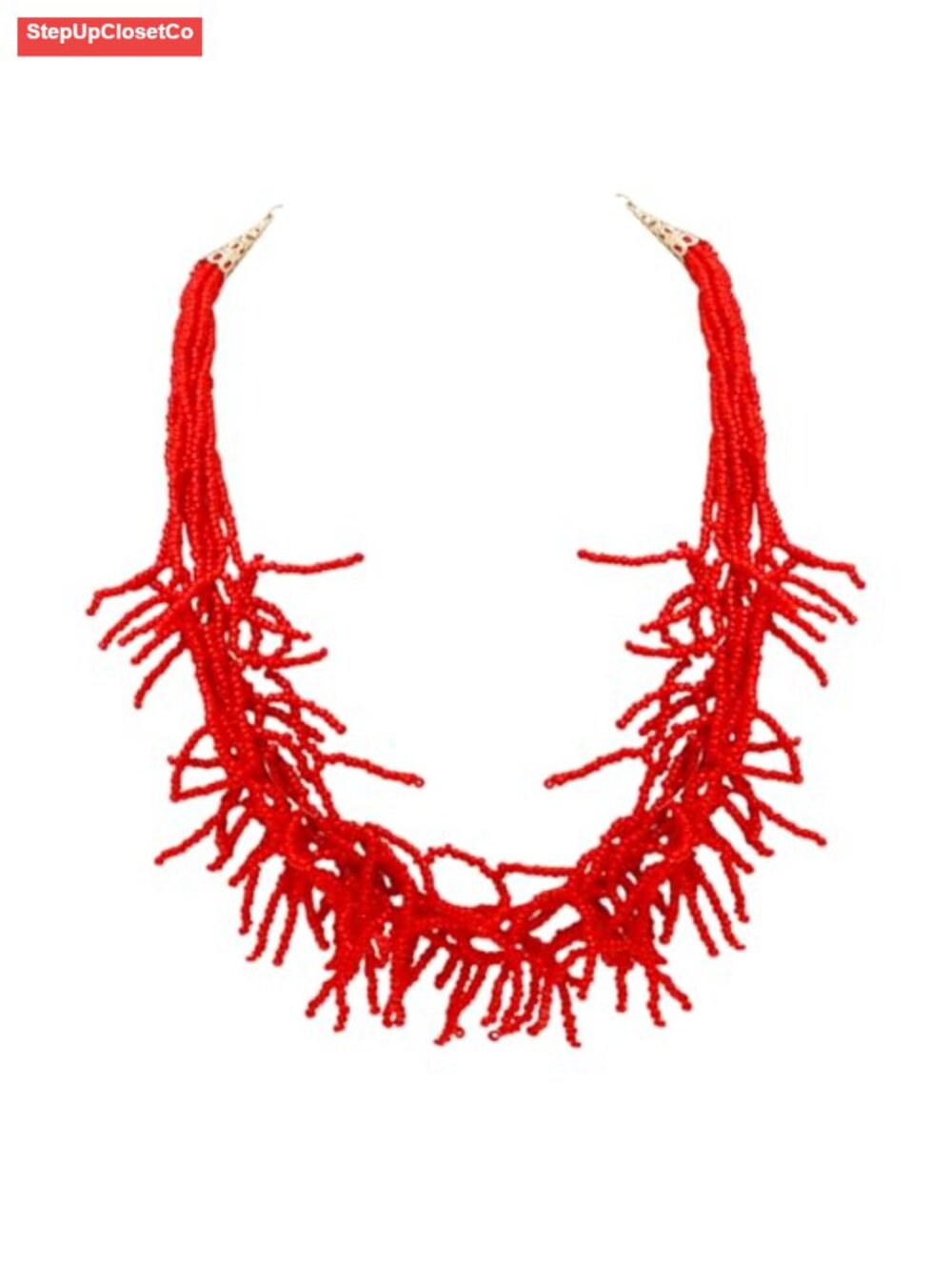 Layered Beaded Fringe Statement Necklace with Tassel - Bohemian Choker Jewelry